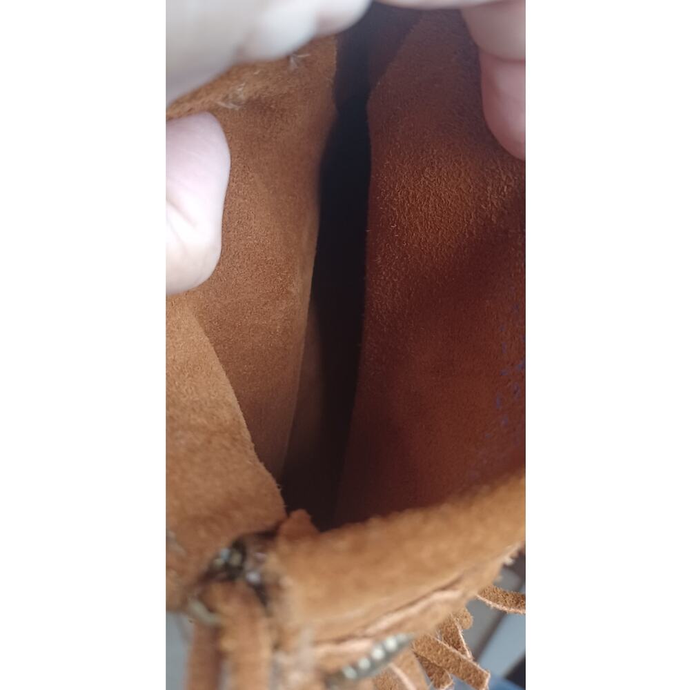 Womens Minnetonka 8.5 Hi Top Back Zip Moccasin Boot Brown Suede Fringe Style 292 - Picture 13 of 13